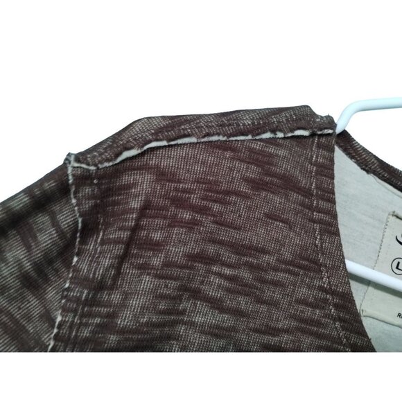 Be Ethic V Neck Long Sleeves Shirt Large Brown Tan Men 90's Style Raw Hem Y2K - Picture 3 of 5